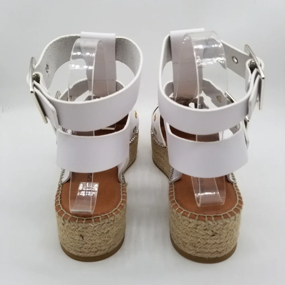Free People Women Gable Glad Espadrille Gladiator Sandals Sz 6.5 Leather White‎